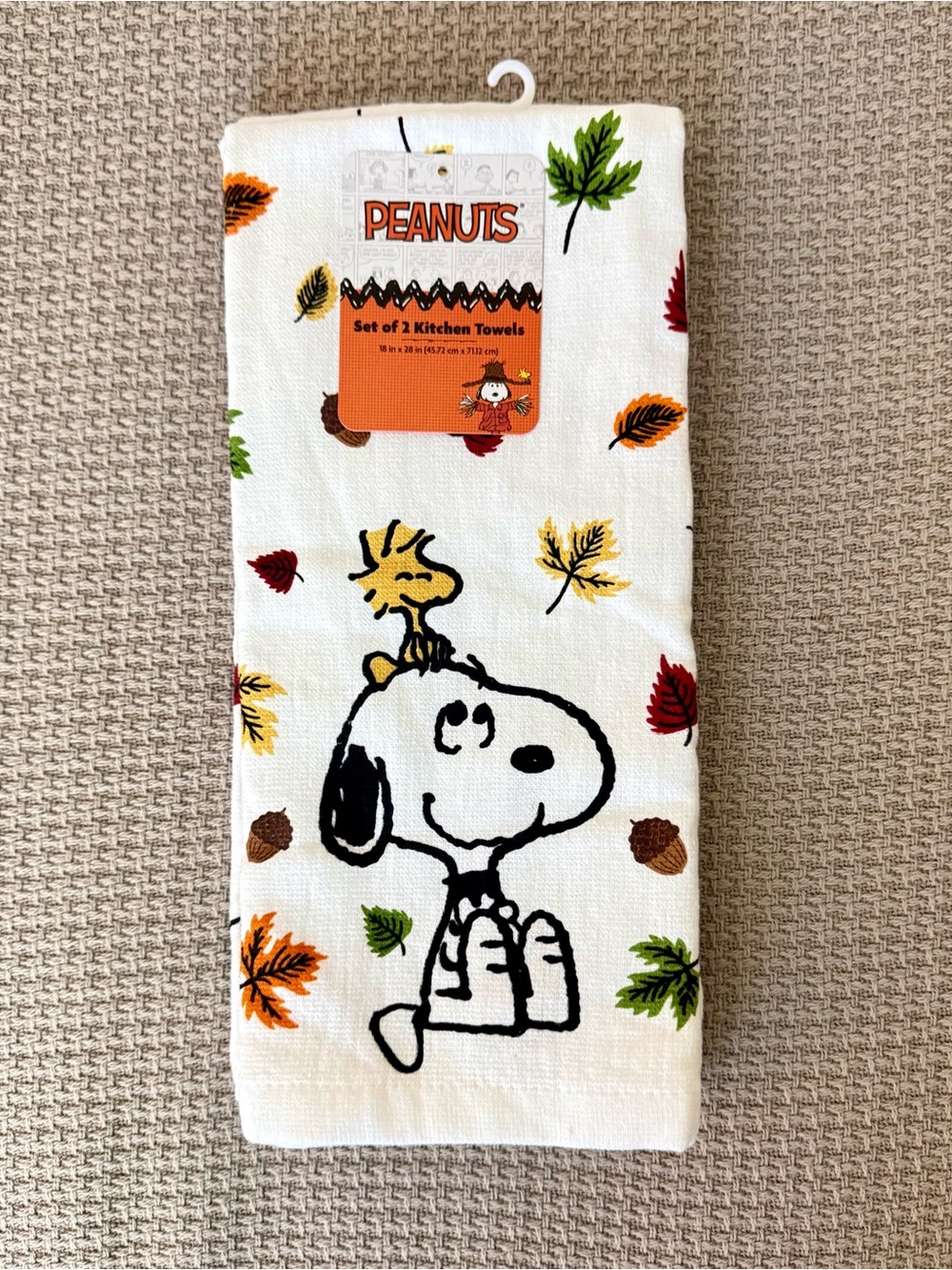 Peanuts Snoopy Fall Pumpkin Kitchen Towels Set 2 NWT Snoopy & Woodstock Fall - Picture 2 of 5